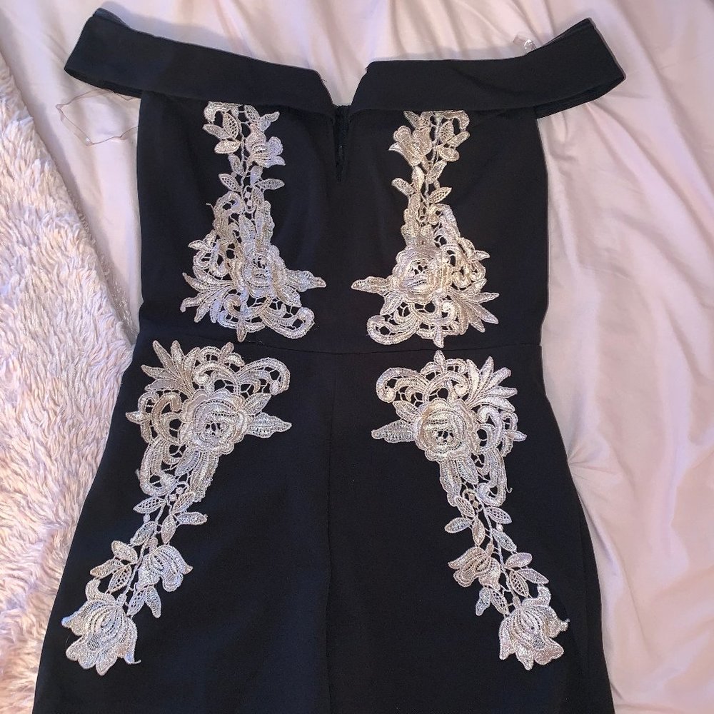 Black Off-the-shoulder Romper